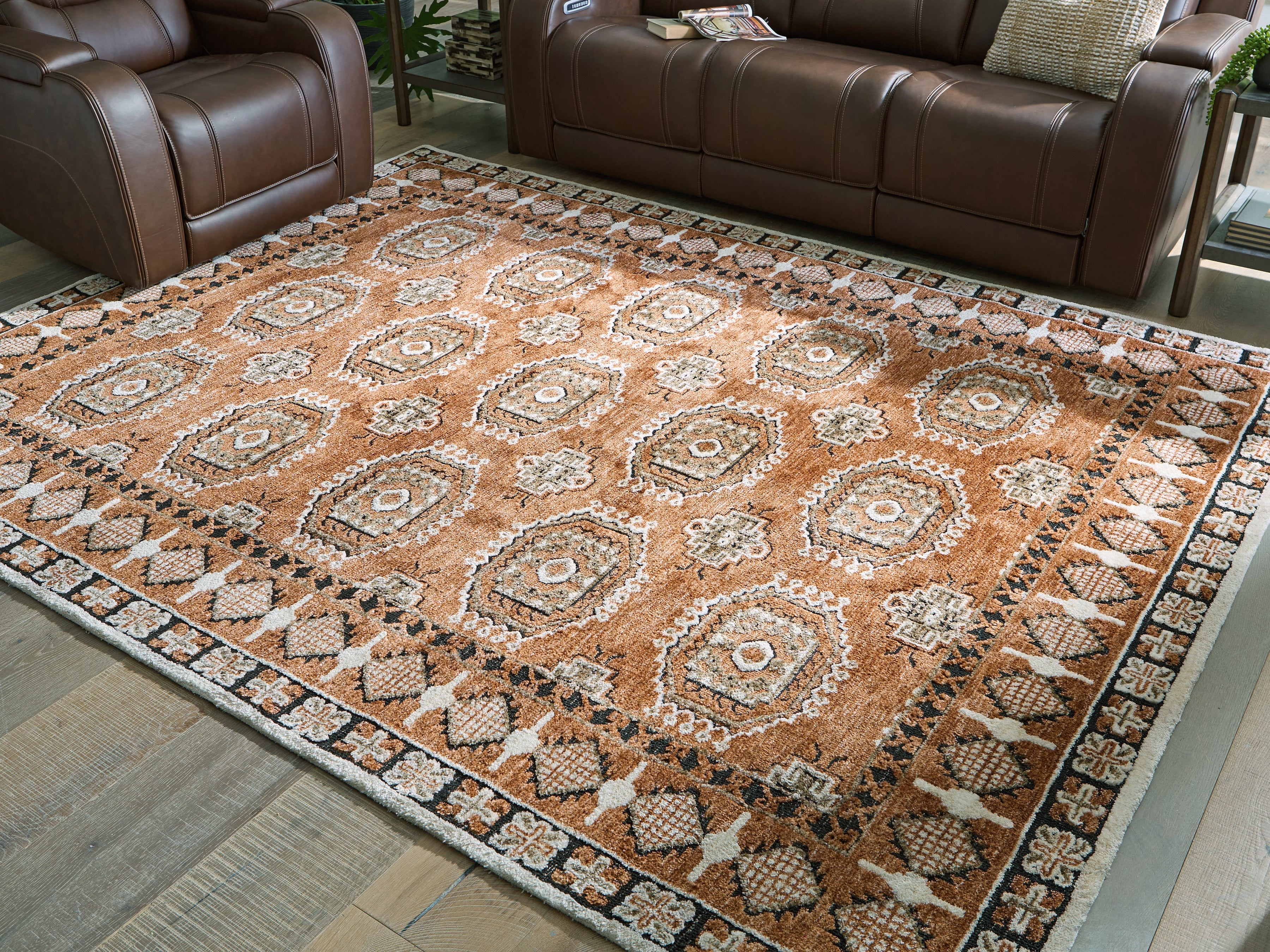 Family Deals Furniture - Ashley Furniture - Qaabiz Rug - 7'8" x 10' Area Rug / Sienna/Ivory/Black - R407521