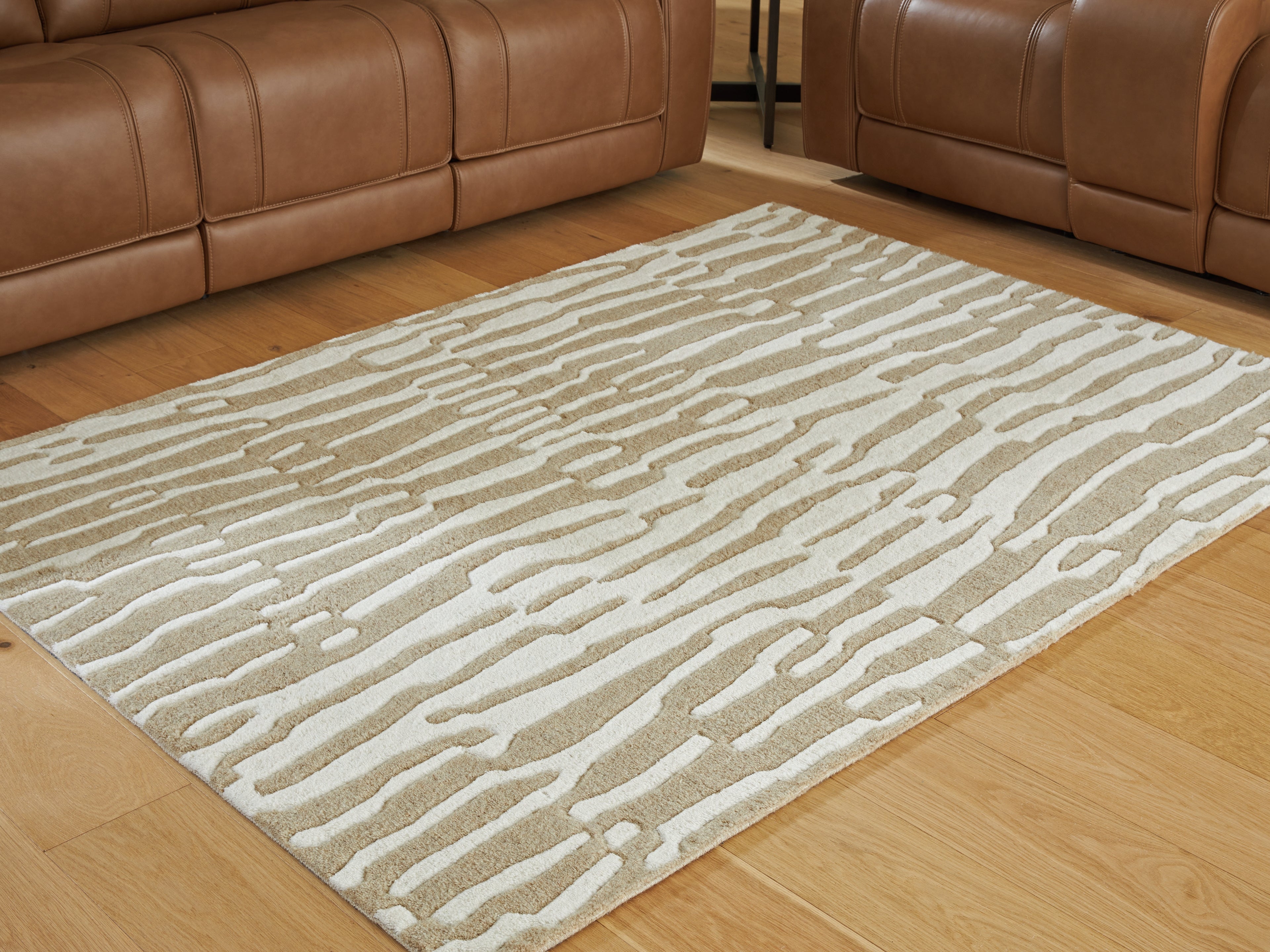 Family Deals Furniture - Ashley Furniture - Corrbell Rug - 5' x 7' Area Rug / Beige/White - R407632