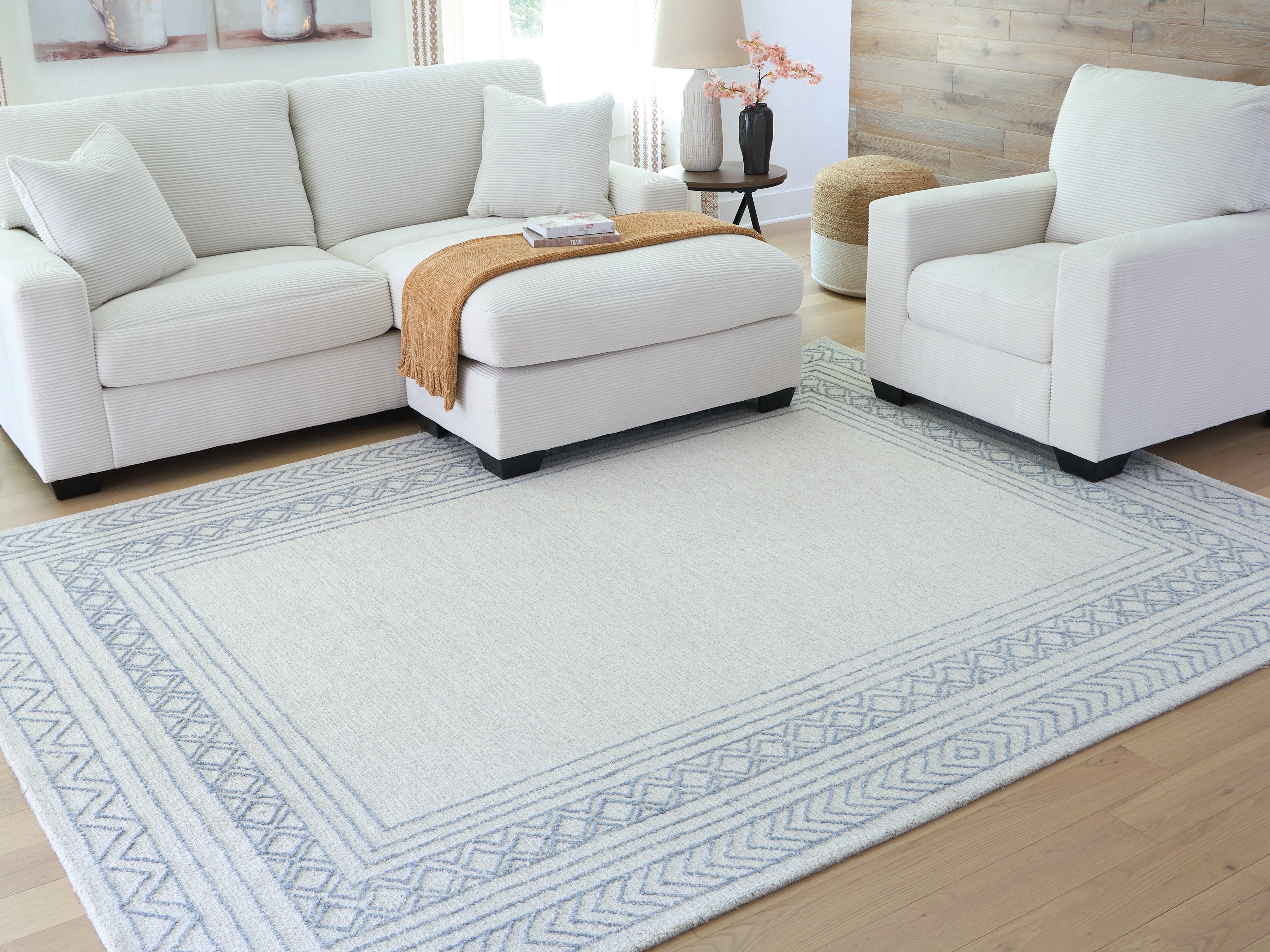 Family Deals Furniture - Ashley Furniture - Azelhurst Rug - 7'8" x 10' Area Rug / Blue/Ivory/Gray - R407851