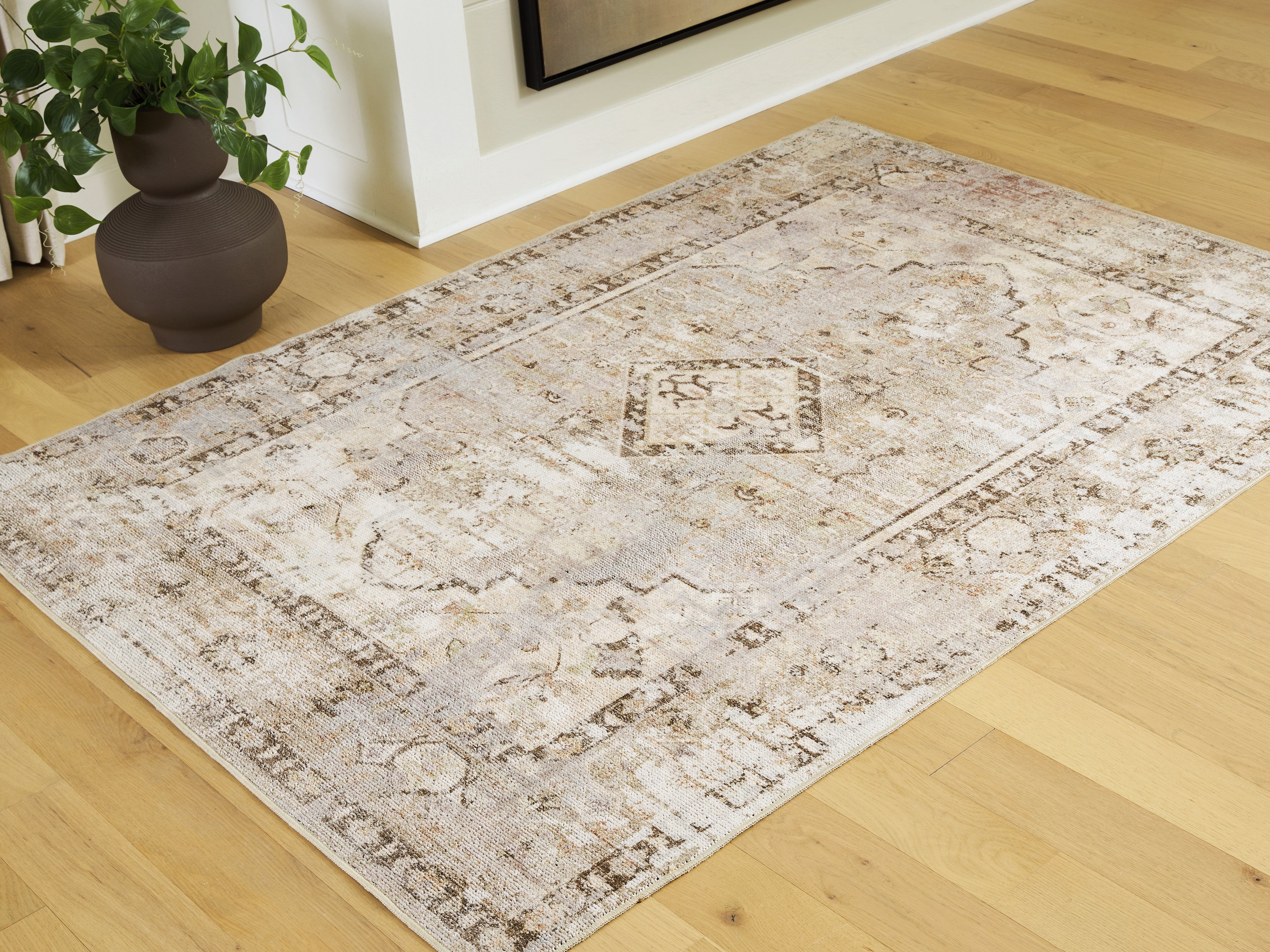 Family Deals Furniture - Ashley Furniture - Livdon Rug - Washable Medium Rug / Brown/Beige/Gray - R407912