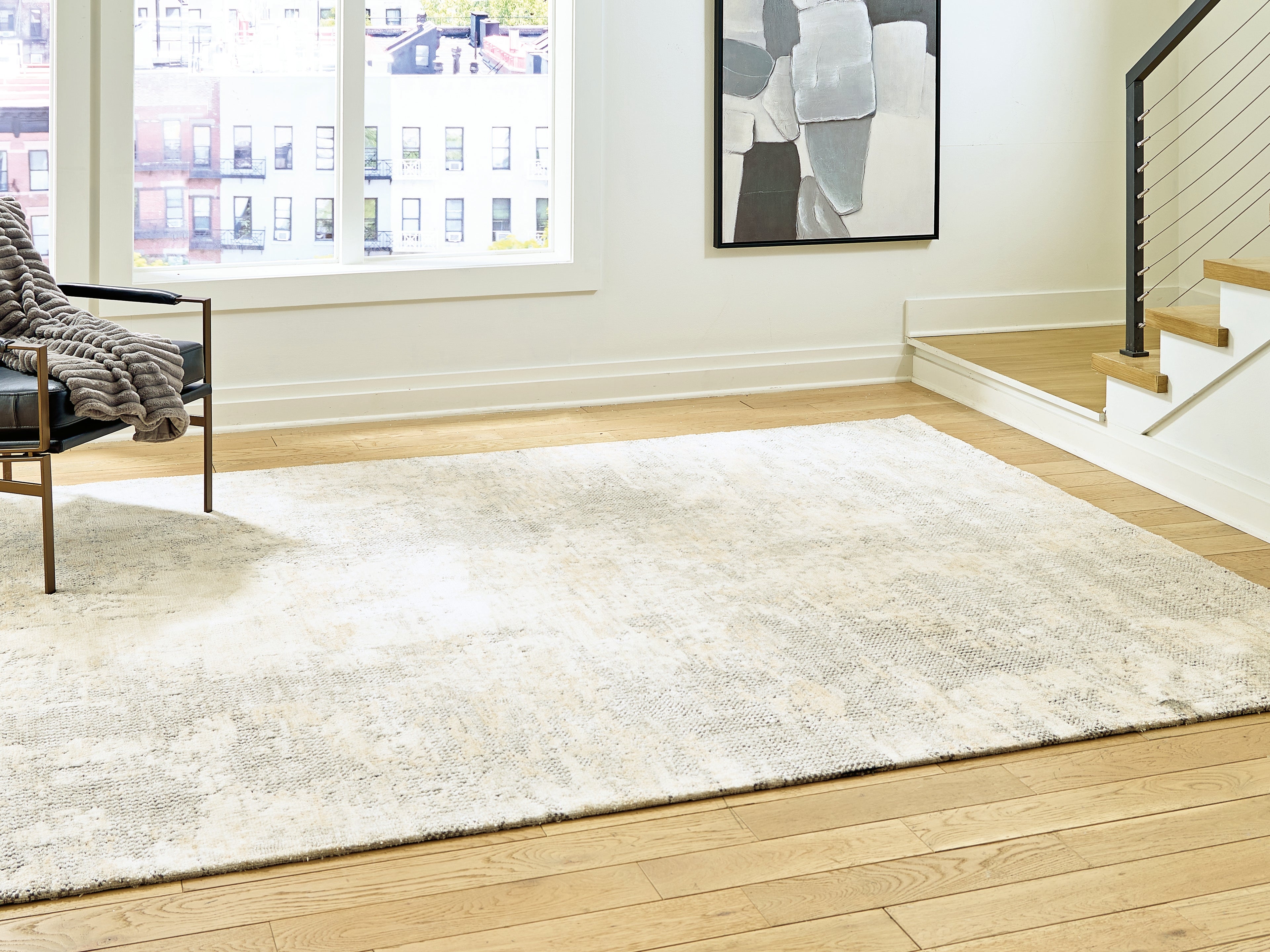 Family Deals Furniture - Ashley Furniture - Raif Rug - Large Rug / Gray/White/Cream - R408081