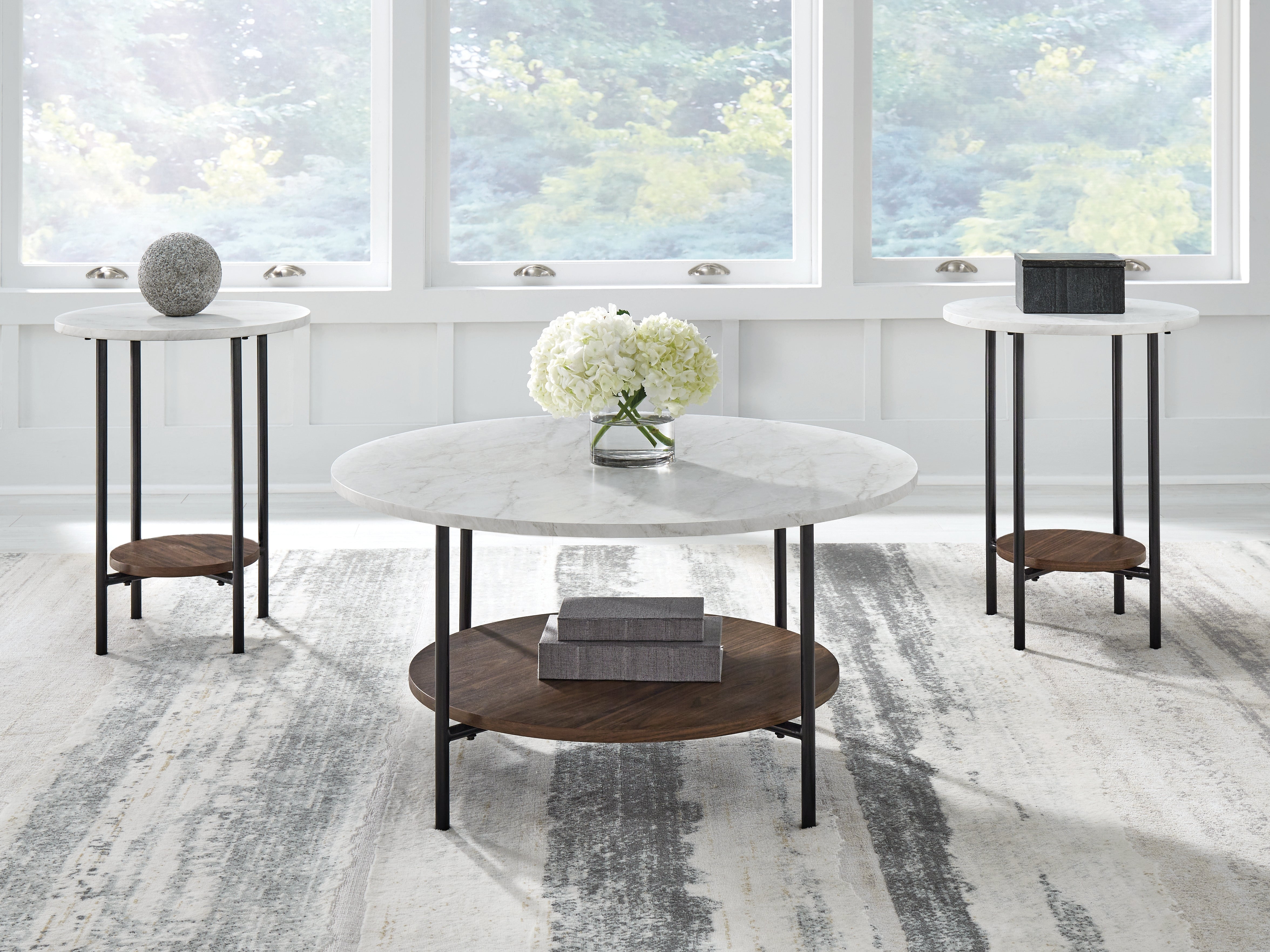 Family Deals Furniture - Ashley Furniture - Wrenwich Table (Set of 3) - Occasional Table Set (3/CN) / Brown/Black/White - T167-13