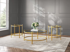 Family Deals Furniture - Ashley Furniture - Pearlox Table (Set of 3) - Occasional Table Set (3/CN) / Gold - T173-13