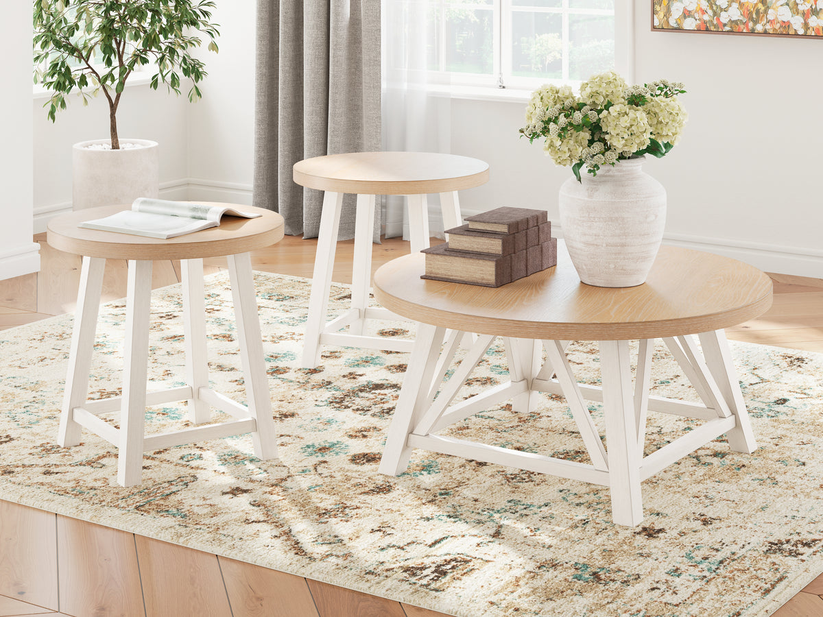 Family Deals Furniture - Ashley Furniture - Fawndell Table (Set of 3) - Occasional Table Set (3/CN) / Antique White/Brown - T193-13