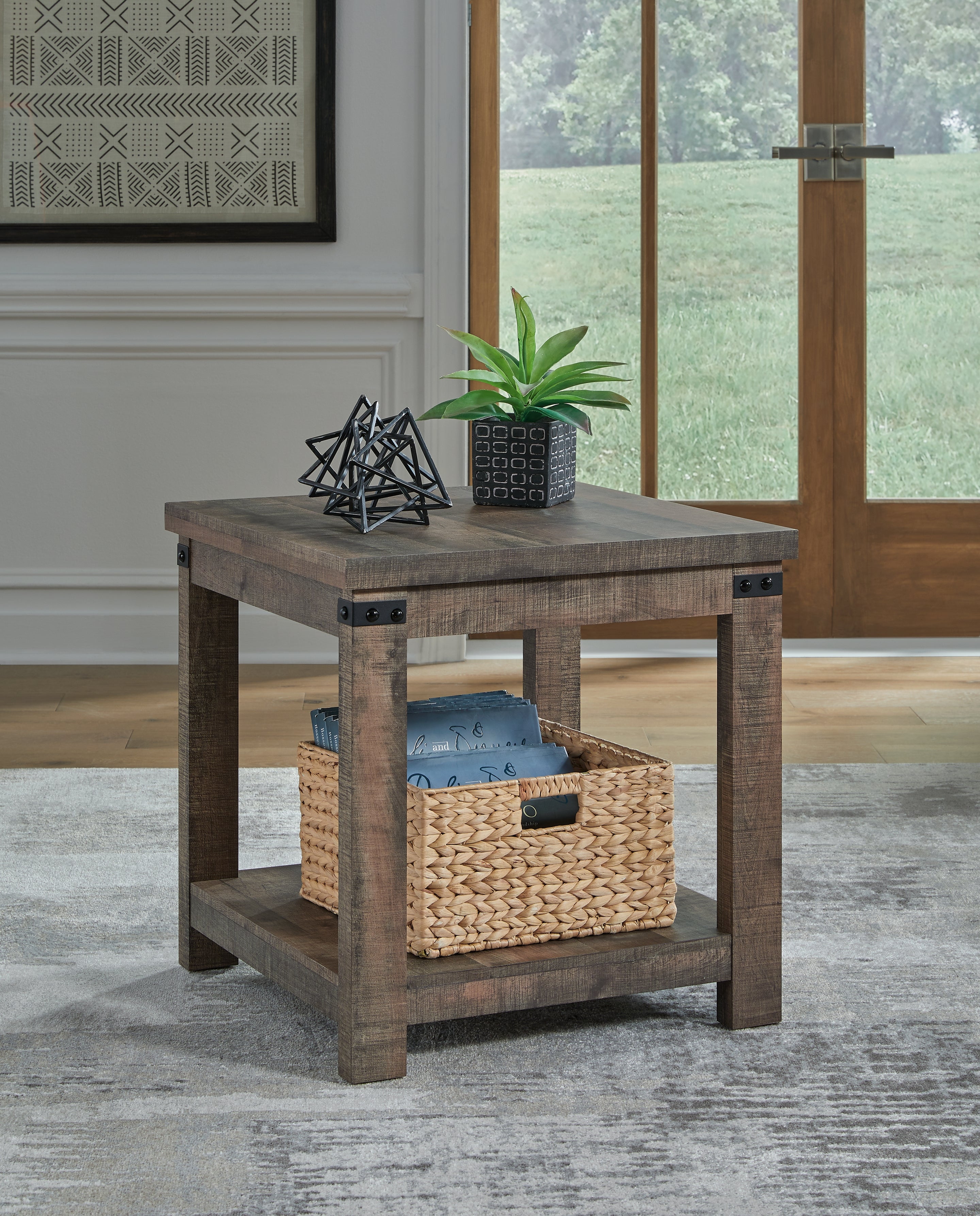 Family Deals Furniture - Ashley Furniture - Hollum End Table - Square End Table / Rustic Brown - T466-2