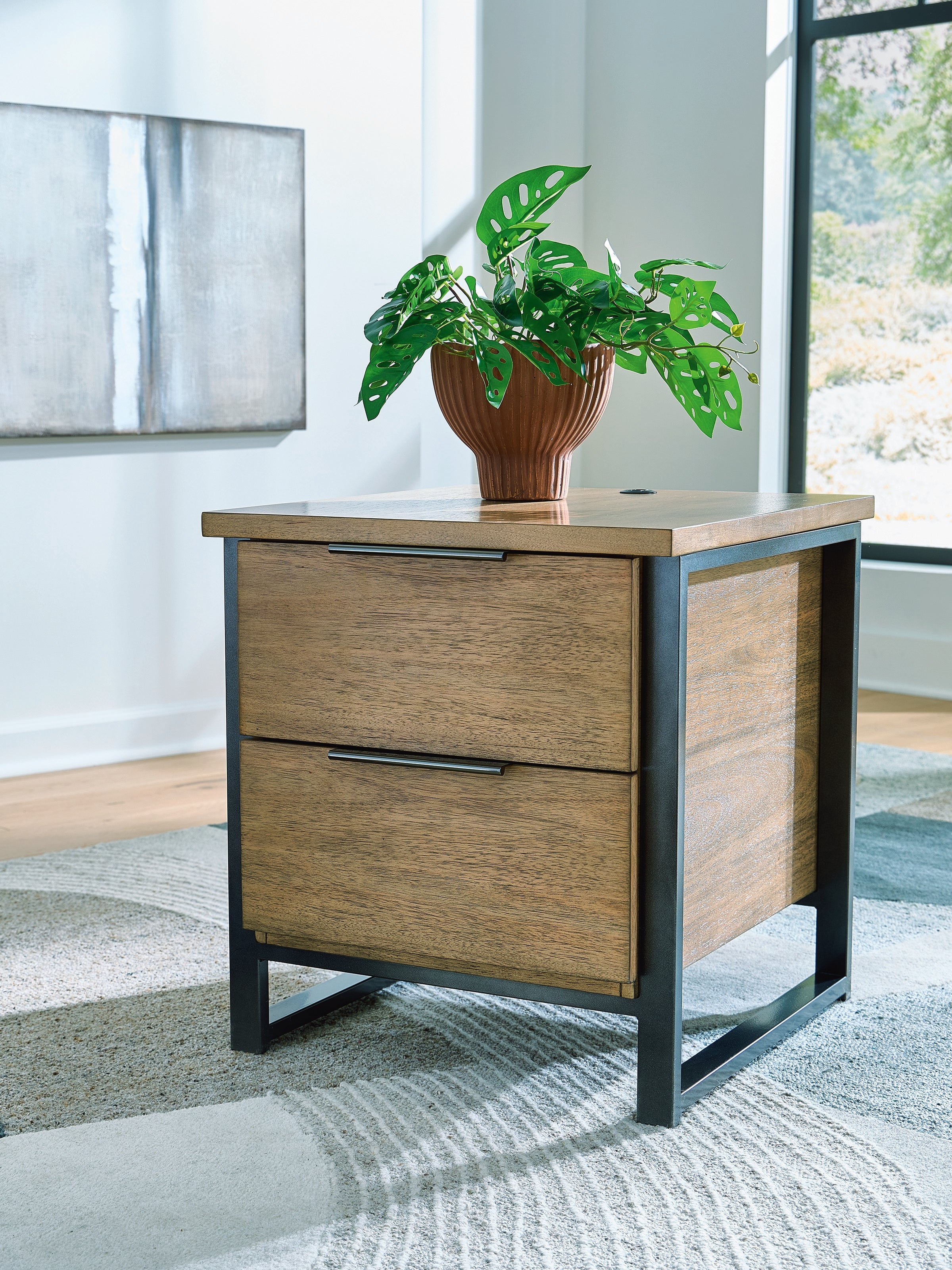 Family Deals Furniture - Ashley Furniture - Montia End Table - Rectangular End Table / Light Brown - T602-3