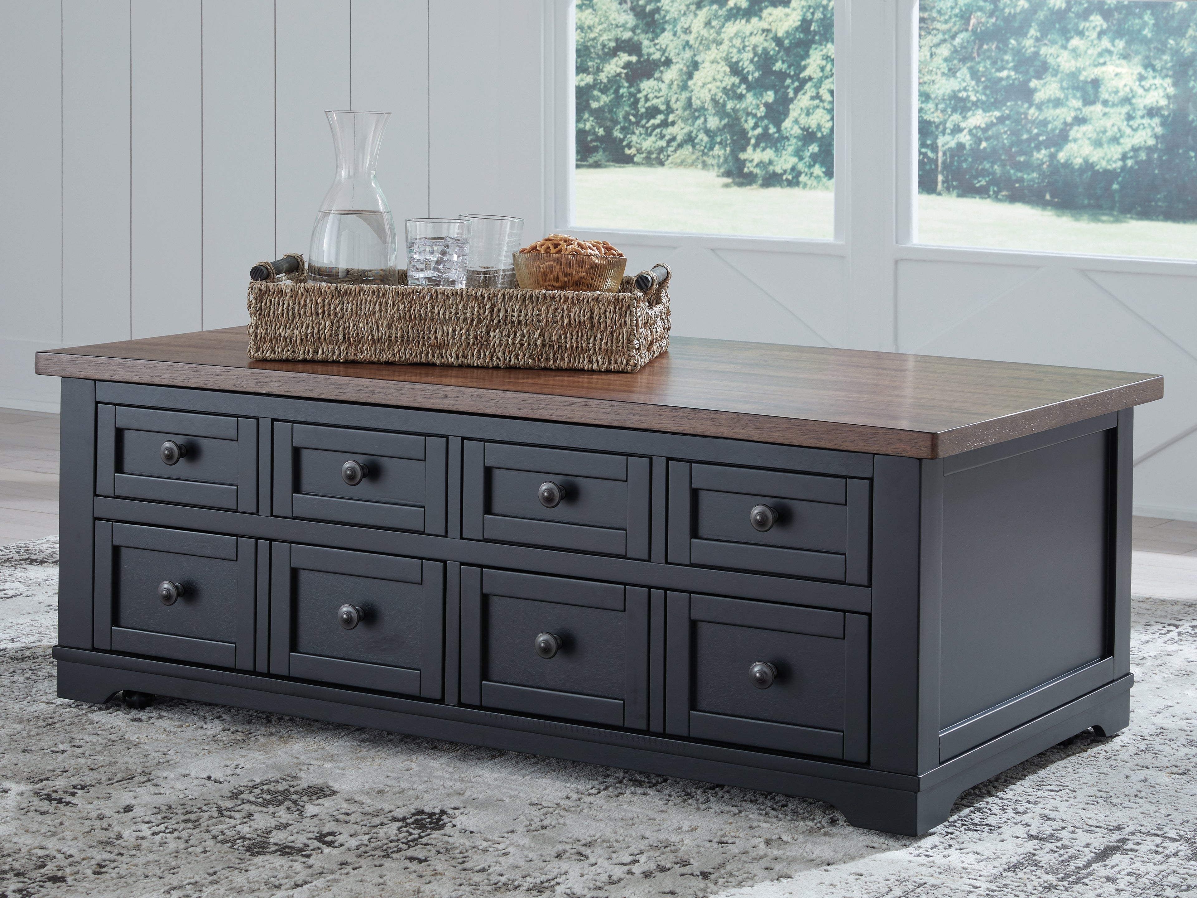Family Deals Furniture - Ashley Furniture - Wildenauer Lift-Top Coffee Table - Lift Top Cocktail Table / Brown/Black - T664-9