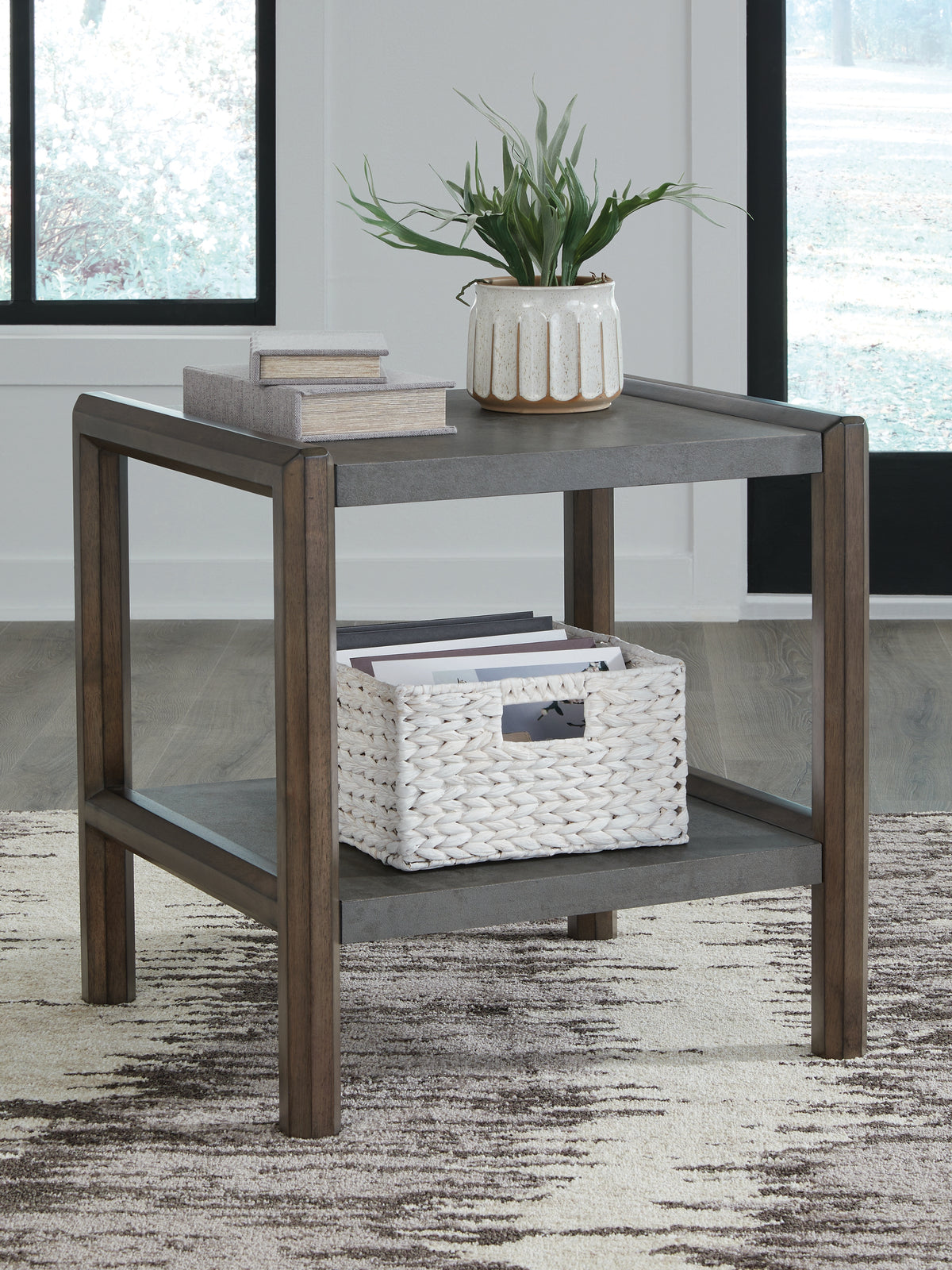 Family Deals Furniture - Ashley Furniture - Kallenny End Table - Rectangular End Table / Brown/Gray - T669-3