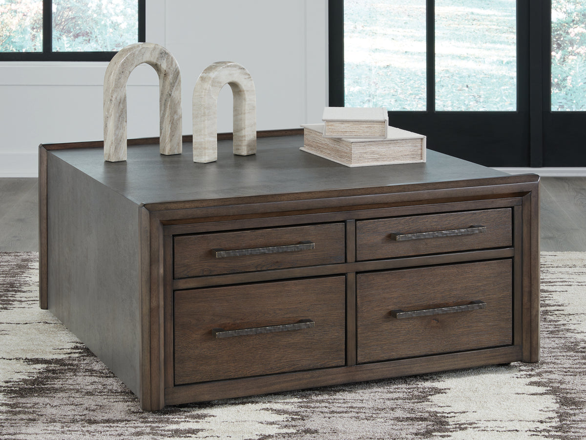 Family Deals Furniture - Ashley Furniture - Kallenny Coffee Table - Square Cocktail Table / Brown/Gray - T669-8
