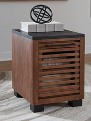 Family Deals Furniture - Ashley Furniture - Kallari Chairside End Table - Chair Side End Table / Warm Brown/Black - T737-7
