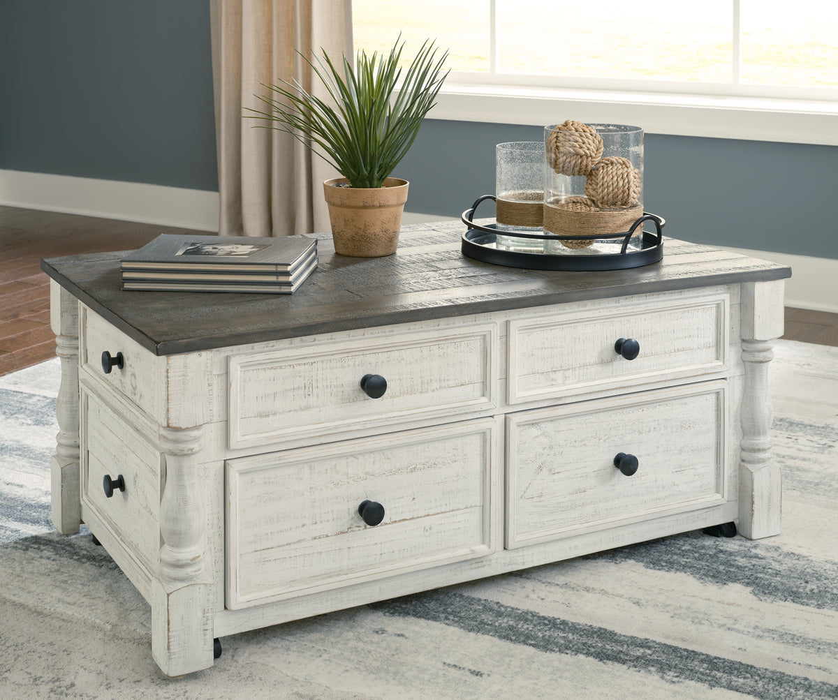 Family Deals Furniture - Ashley Furniture - Havalance Lift-Top Coffee Table - Lift Top Cocktail Table / White/Gray - T994-20