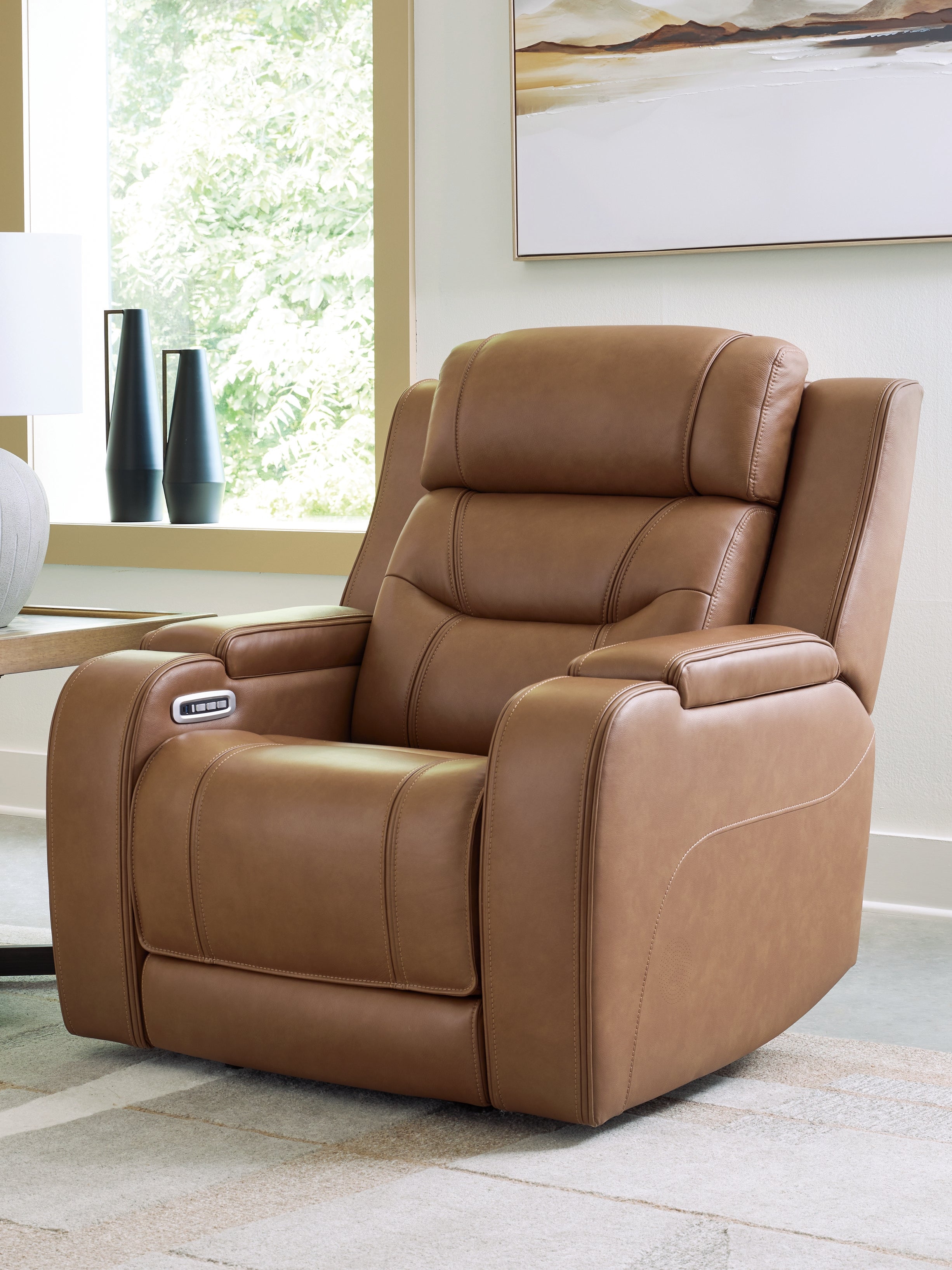 Family Deals Furniture - Ashley Furniture - Knightington Living Room - Power Recliner w/Audio Seating / Caramel - PCU1160013A