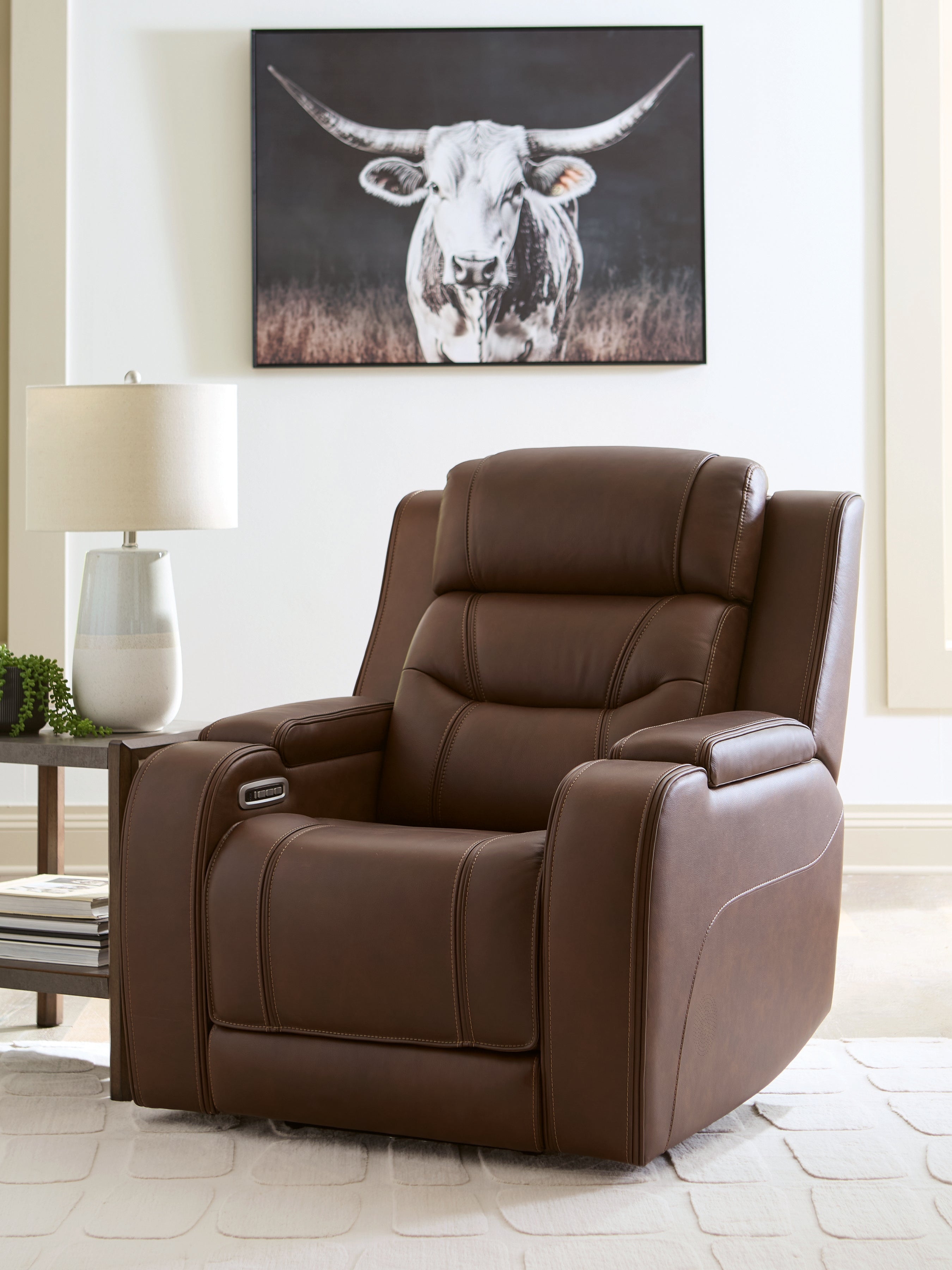 Family Deals Furniture - Ashley Furniture - Knightington Living Room - Power Recliner w/Audio Seating / Brown - PCU1160213A