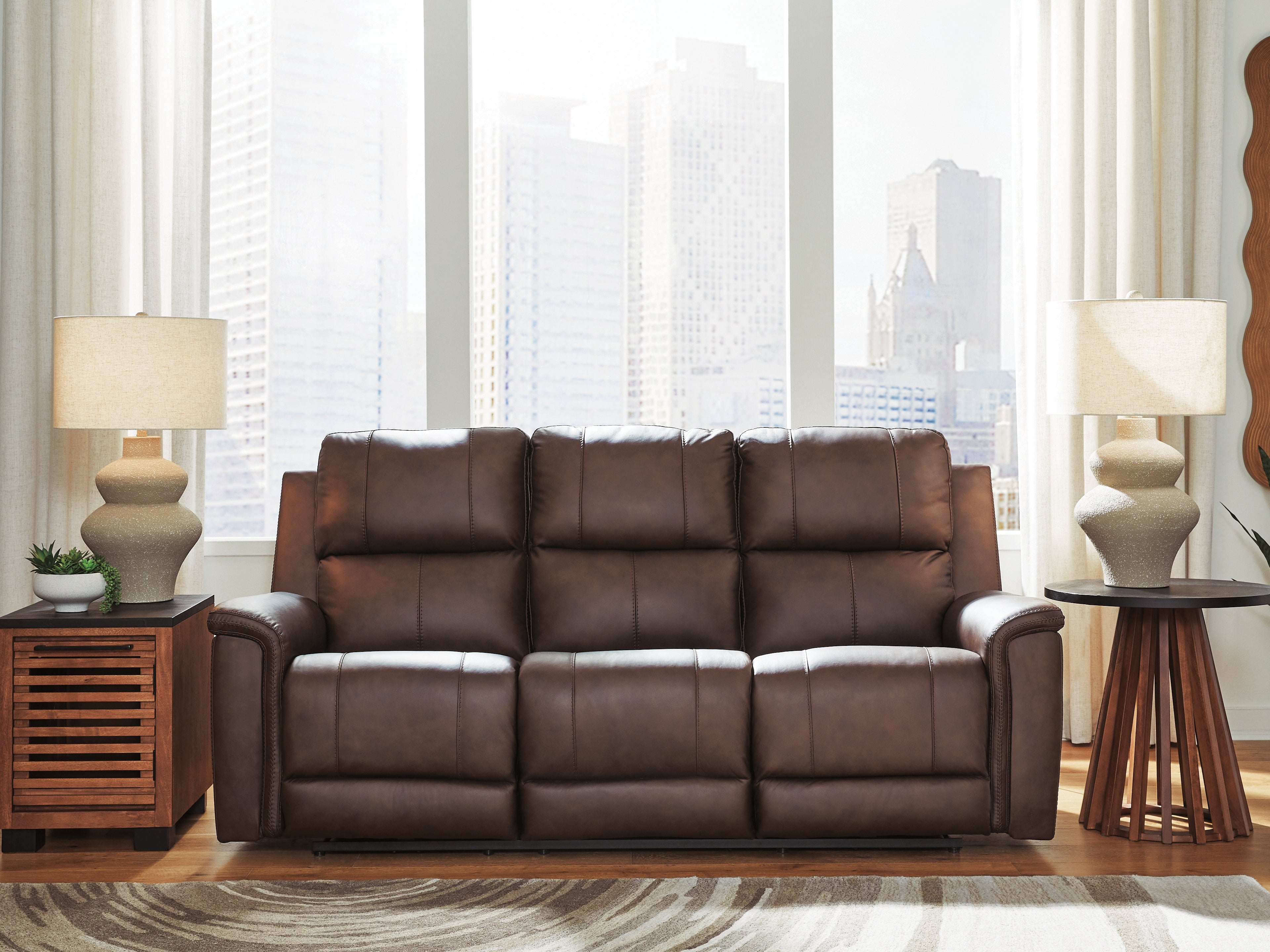 Family Deals Furniture - Ashley Furniture - Bleckley Living Room - PWR REC Sofa with ADJ Headrest / Espresso - PCU1200115