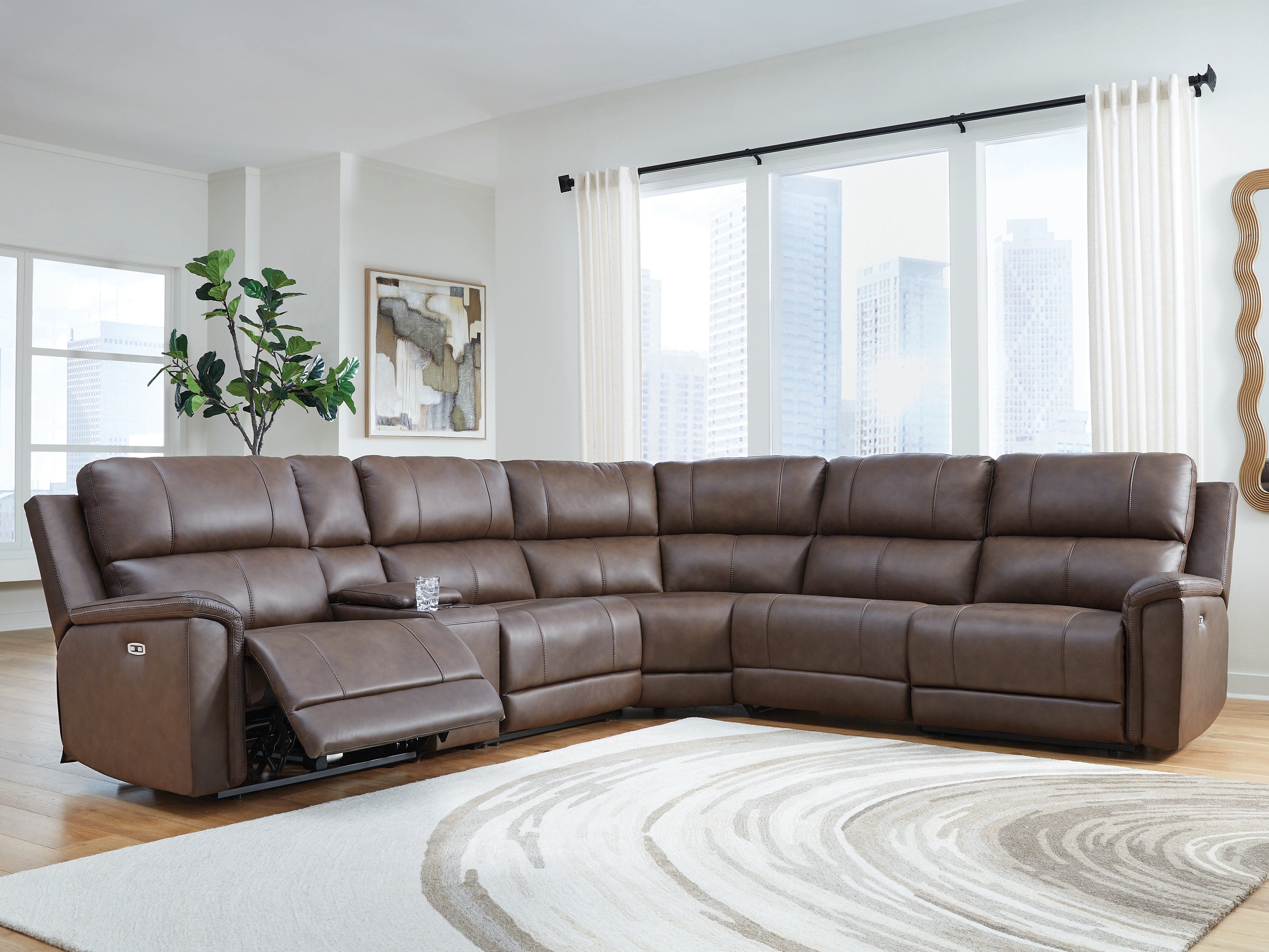 Family Deals Furniture - Ashley Furniture - Bleckley Sectional - 6-Piece Power Reclining Sectional / Espresso - PCU12001S5