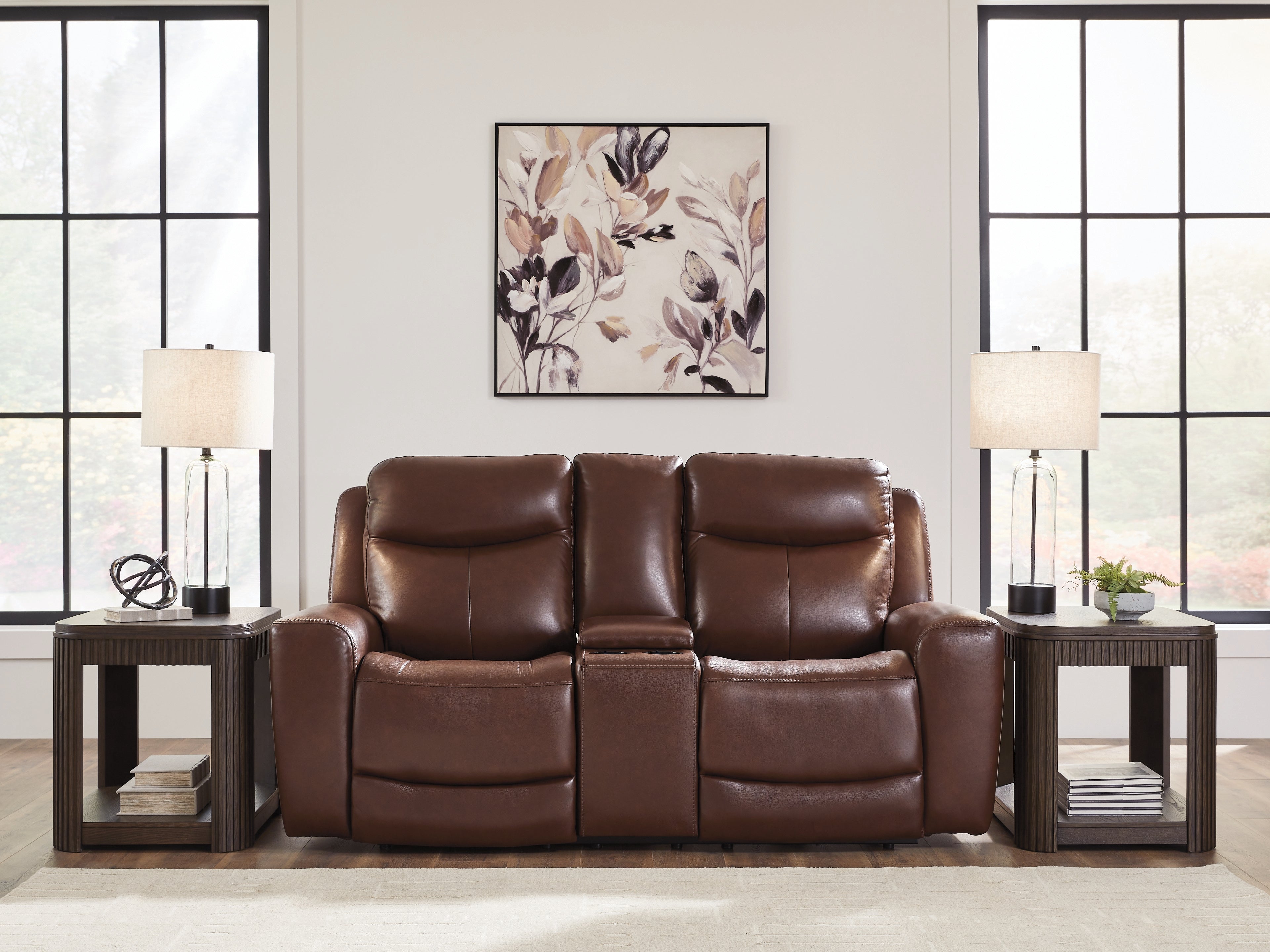 Family Deals Furniture - Ashley Furniture - Next Move Living Room - PWR REC Loveseat/CON/ADJ HDRST / Mahogany - PCU1210218