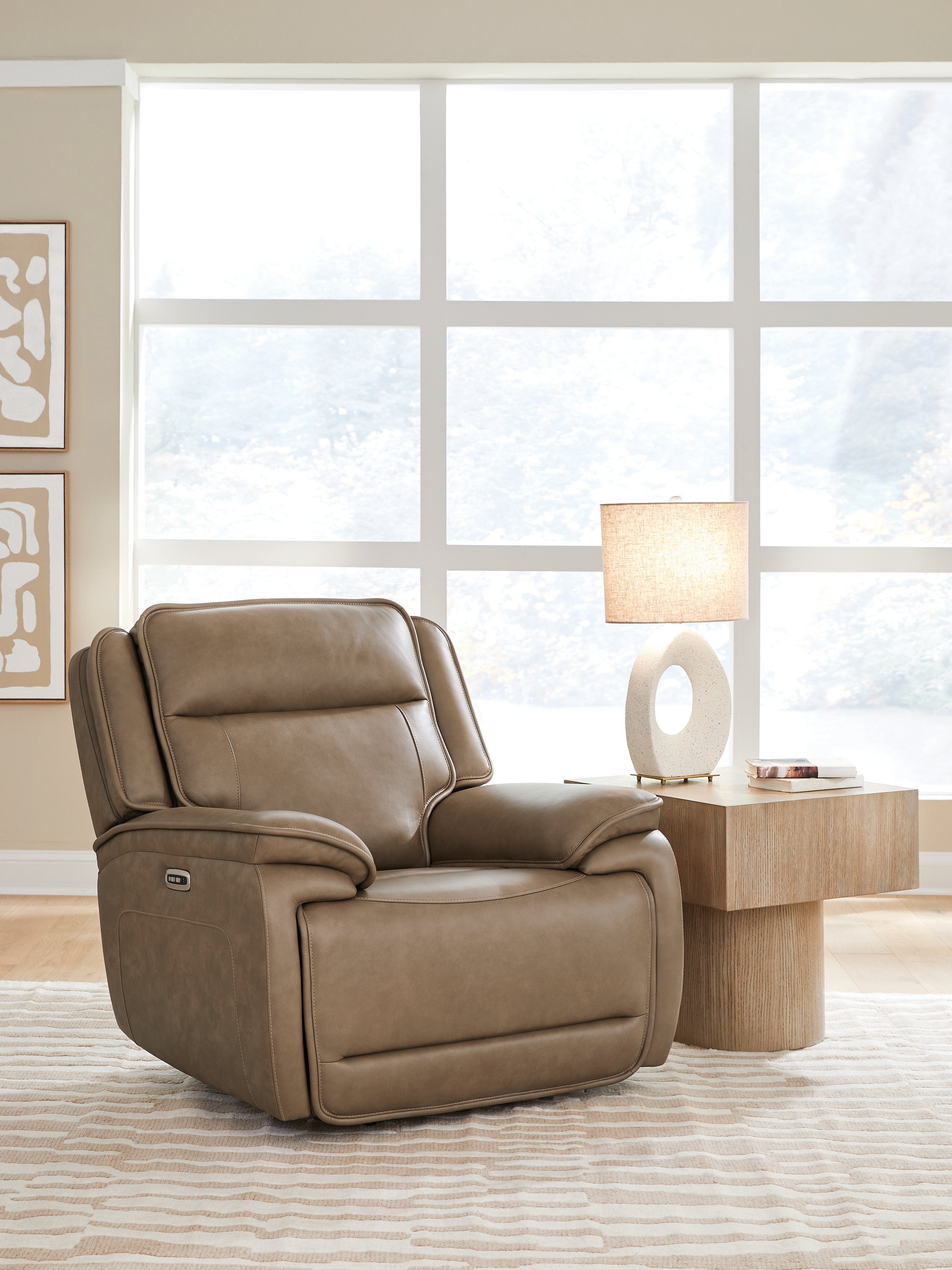 Family Deals Furniture - Ashley Furniture - Glencroft Living Room - PWR Recliner/ADJ Headrest / Sahara - PCU1240013