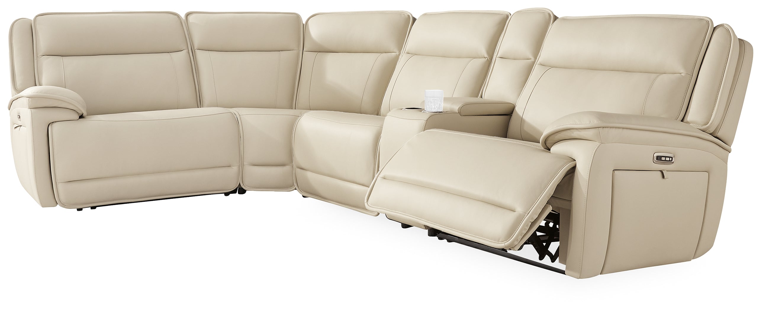 Family Deals Furniture - Ashley Furniture - Double Deal Sectional - 5-Piece Reclining Sectional with Console / Almond - U13001S8