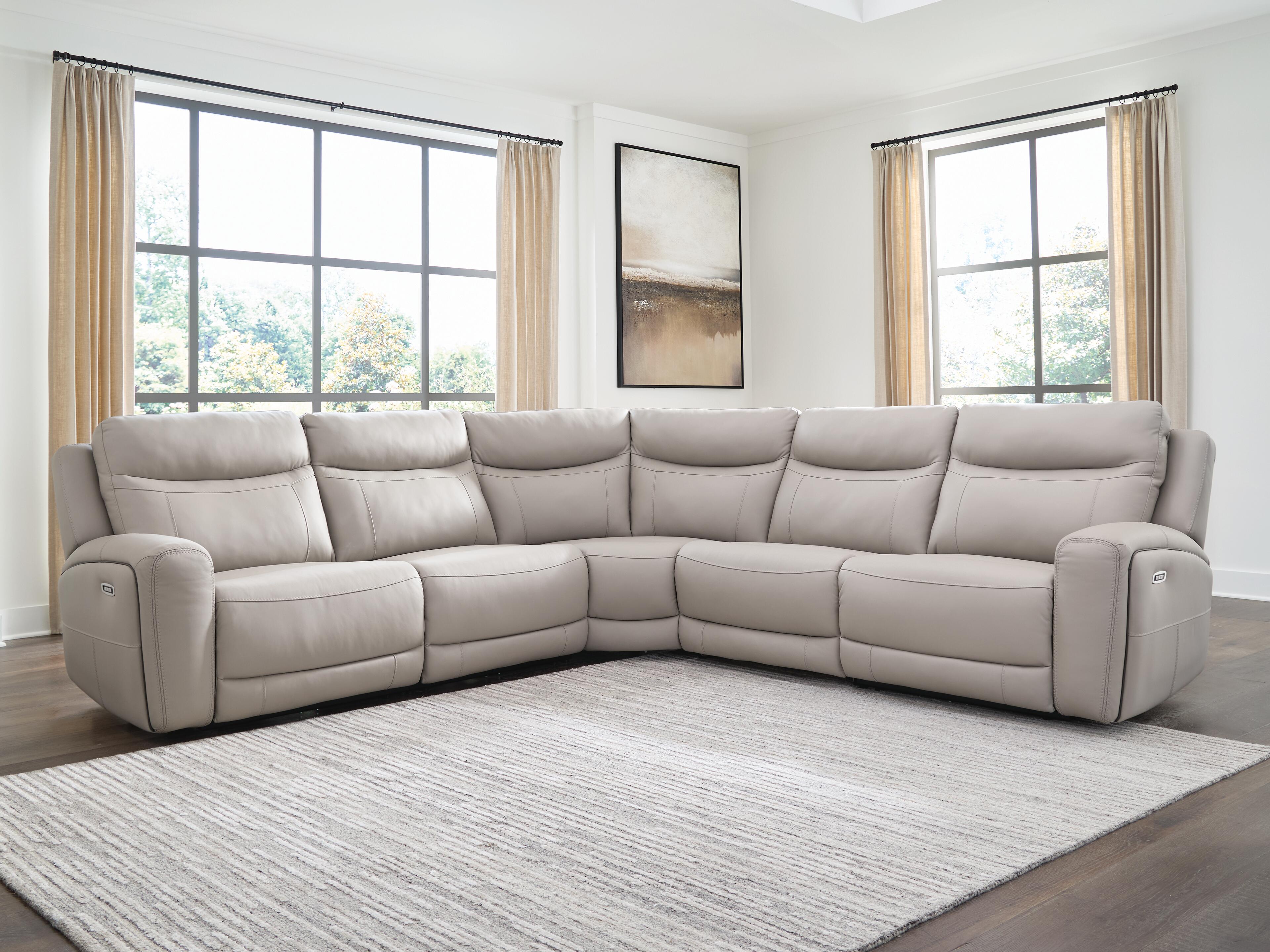 Family Deals Furniture - Ashley Furniture - Gravier Sectional - 5-Piece Power Reclining Sectional / Gray - U13300S4