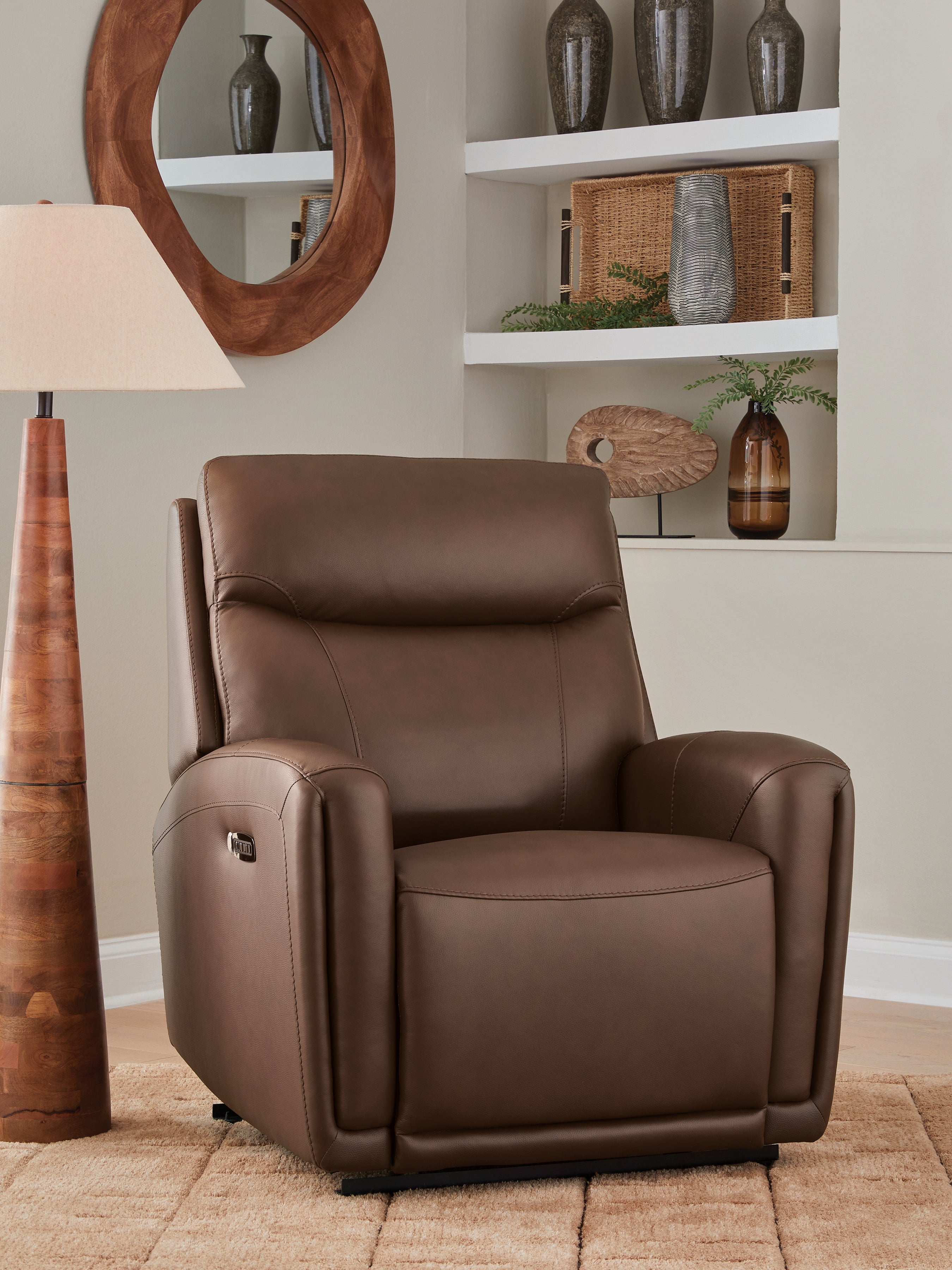 Family Deals Furniture - Ashley Furniture - Pincara Living Room - PWR AutoGlide REC/ADJ Headrest / Umber - PCU1380242