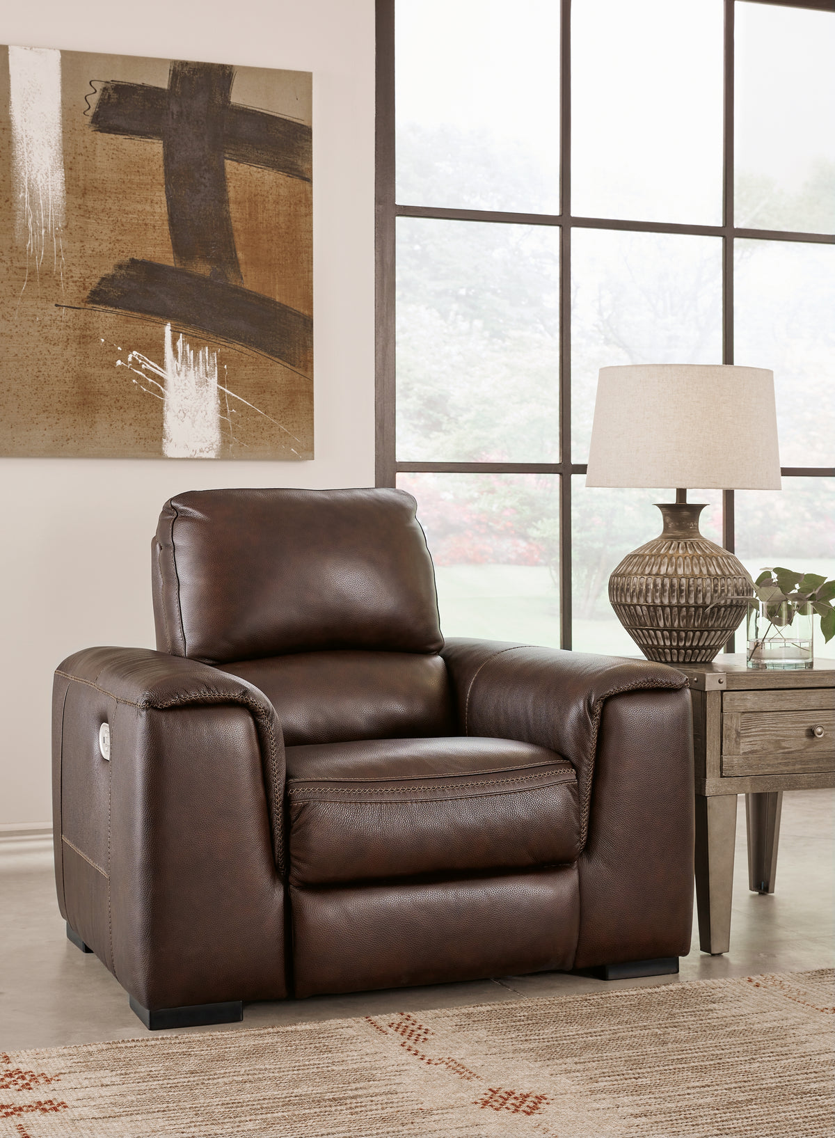 Family Deals Furniture - Ashley Furniture - Alessandro Living Room - PWR Recliner/ADJ Headrest / Walnut - U2550213