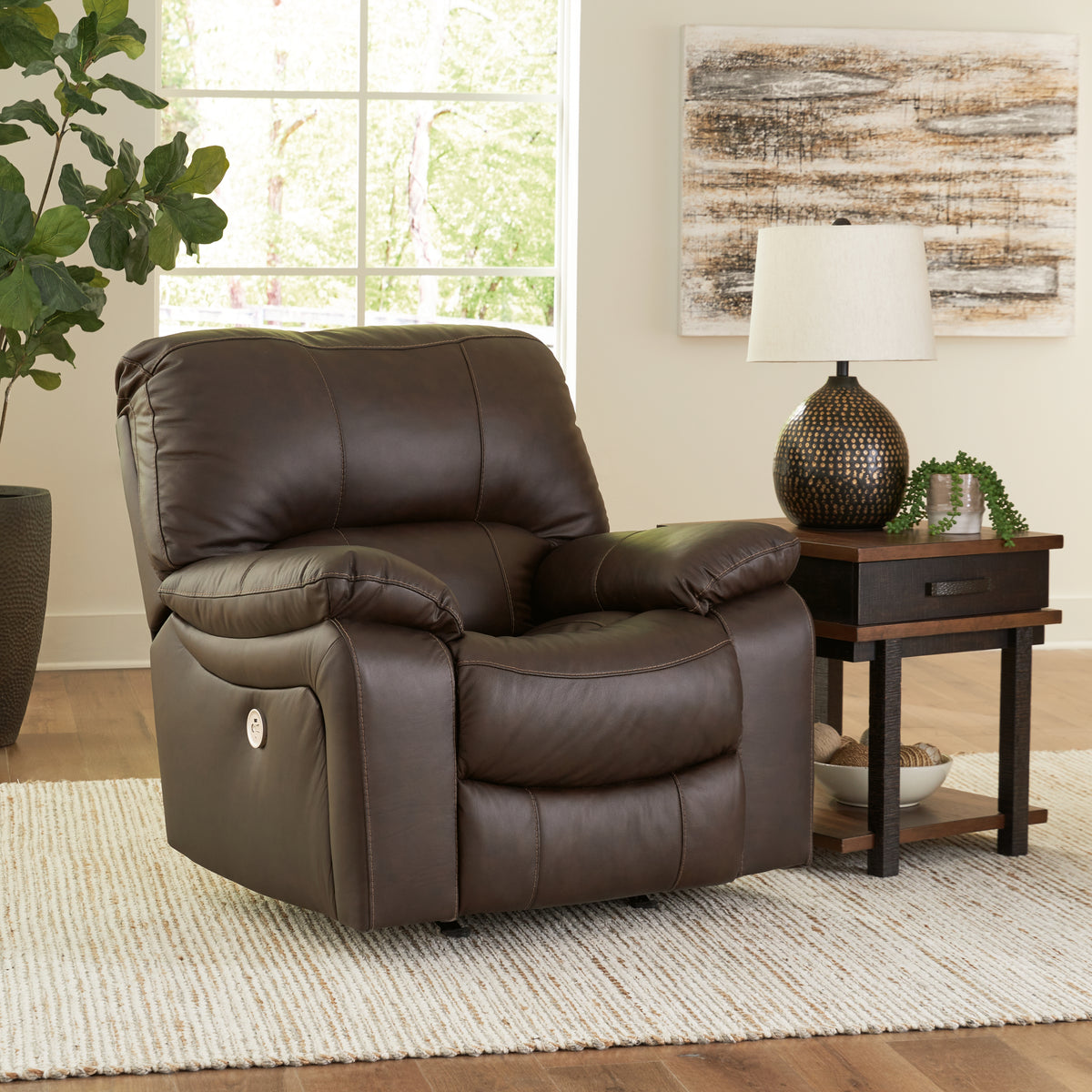 Family Deals Furniture - Ashley Furniture - Leesworth Living Room - Reclining Power Sofa / Ocean - U4380987