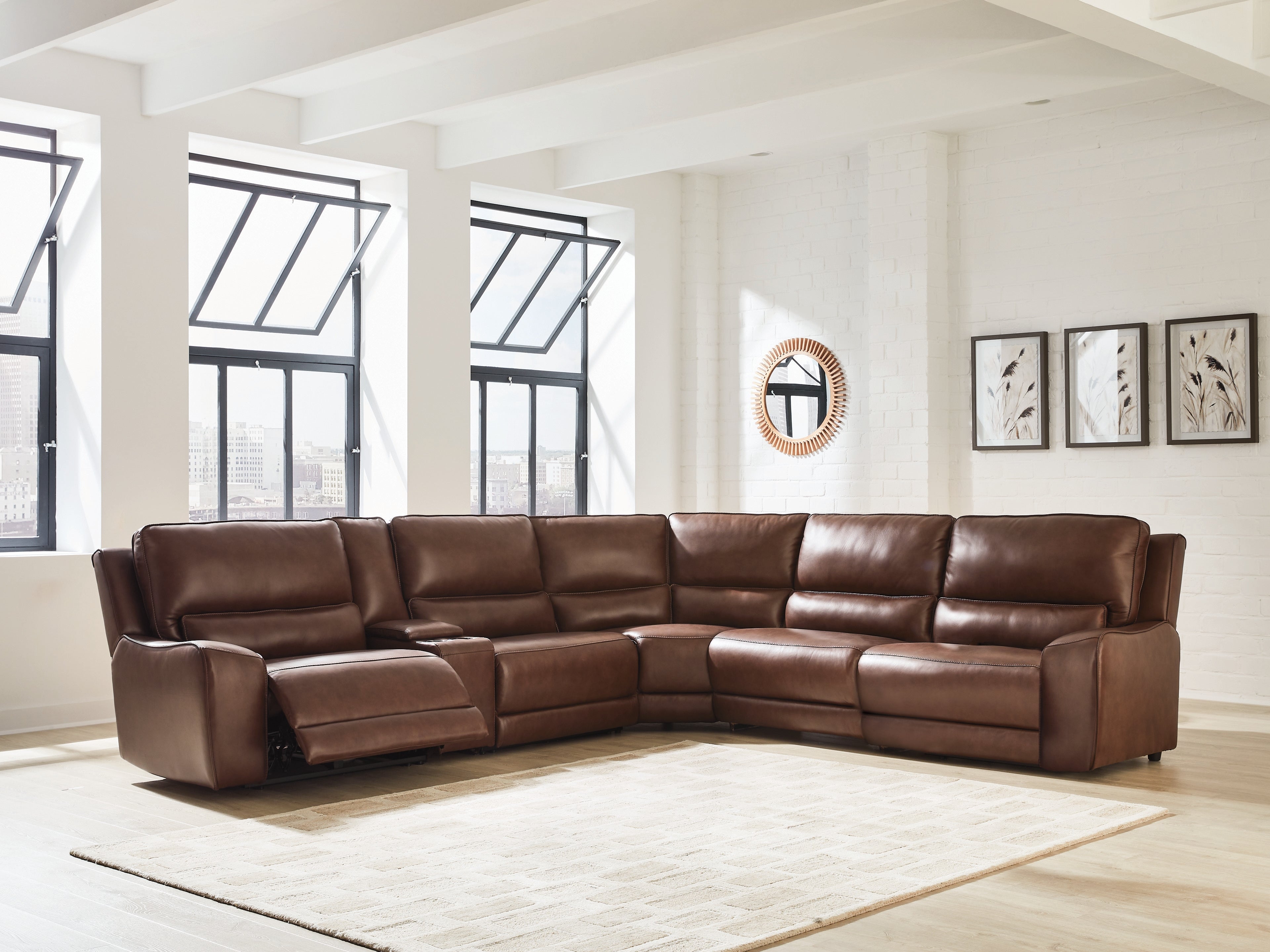 Family Deals Furniture - Ashley Furniture - DeepWakes Sectional - 6-Piece Reclining Sectional with Storage Console / Canyon - PCU62607S36