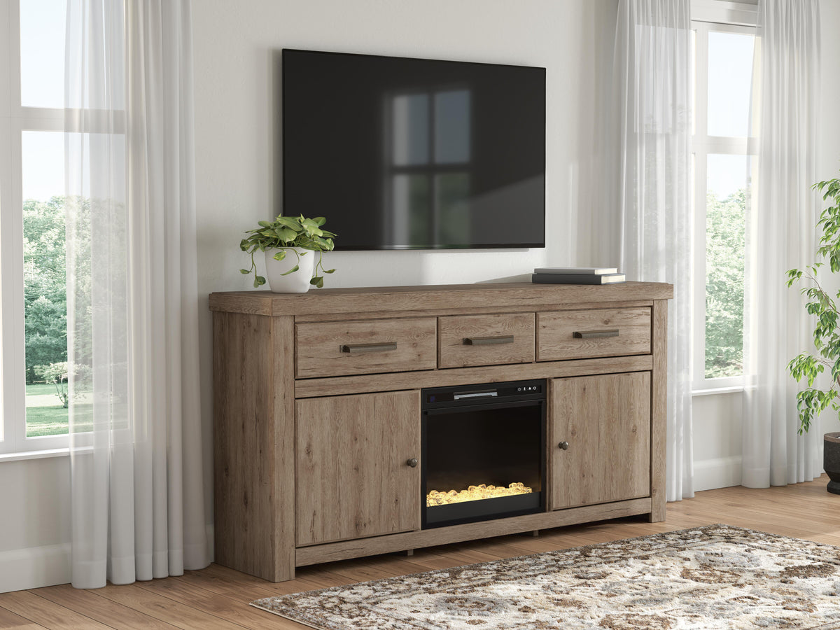 Family Deals Furniture - Ashley Furniture - Garistyn 73" TV Stand with Electric Fireplace - 73" TV Stand with Electric Fireplace - W2844W4