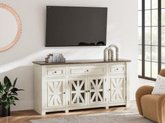 Family Deals Furniture - Ashley Furniture - Bolanburg 73" TV Stand - 73" / White/Weathered Gray - W647-68